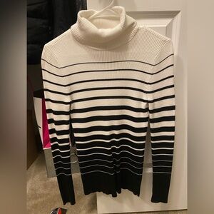 White House Black Market striped turtle neck sweater